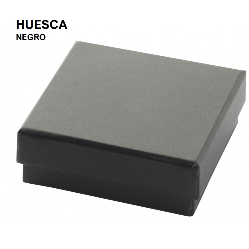 Caja HUESCA negra, juego + cadena 65x65x29 mm.